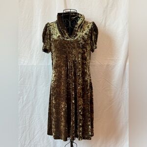 354 - Madison Leigh Olive Velvet Midi Dress